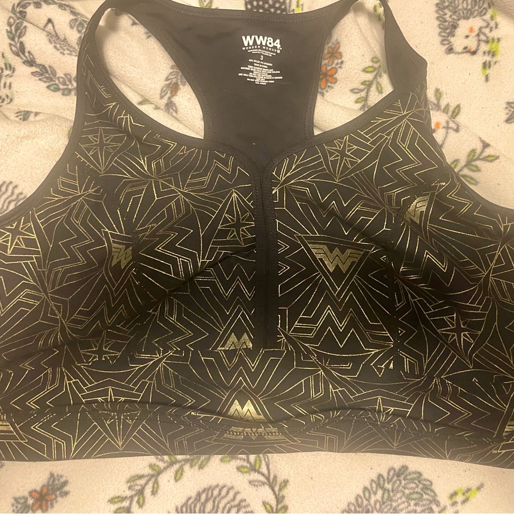 Wonder Woman Black and Gold Sports Bra